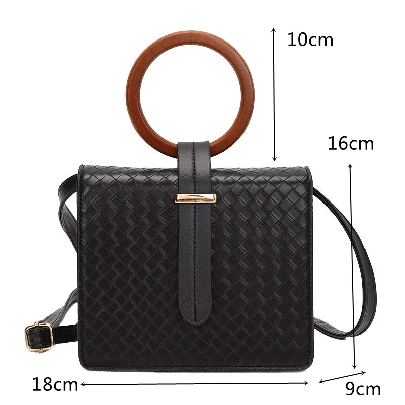 Crossbody Woven Bags Leather Handle Flap Shoulder Messenger Bags