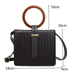 Crossbody Woven Bags Leather Handle Flap Shoulder Messenger Bags