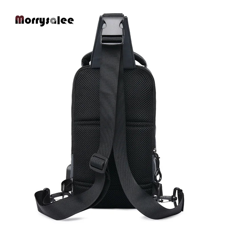 Men USB Charging Chest Pack Waterproof Shoulder Bag 2022 New