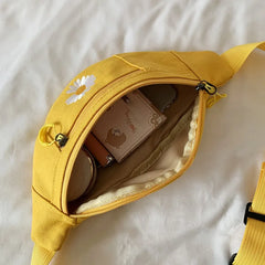 Canvas Waist Bag Women Leisure Fanny Pack Letter Bum Bag Crossbody Chest Bag