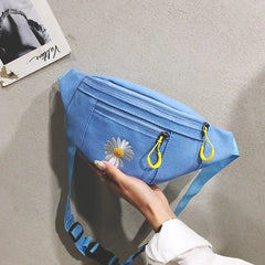 Canvas Waist Bag Women Leisure Fanny Pack Letter Bum Bag Crossbody Chest Bag