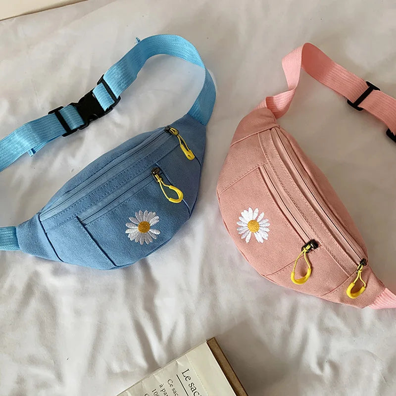 Canvas Waist Bag Women Leisure Fanny Pack Letter Bum Bag Crossbody Chest Bag