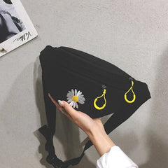 Canvas Waist Bag Women Leisure Fanny Pack Letter Bum Bag Crossbody Chest Bag