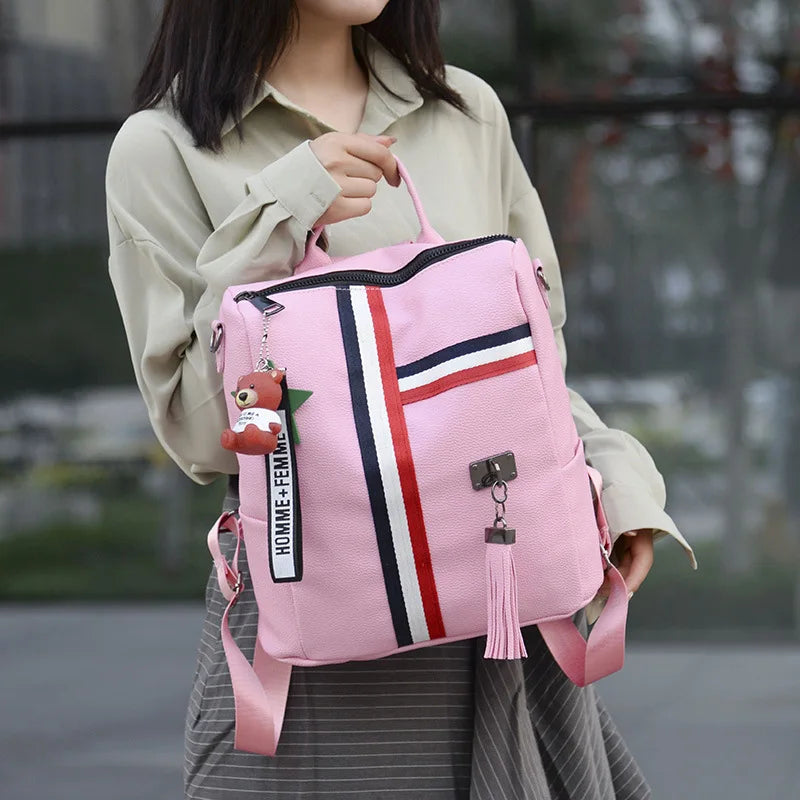 Crossten Women Backpack Causal High Female Shoulder Bag PU Leather Backpacks