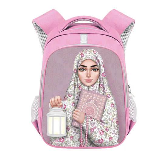 Crown Hijab Face Eyes Backpack for Muslim Islamic Gril Children School Bags