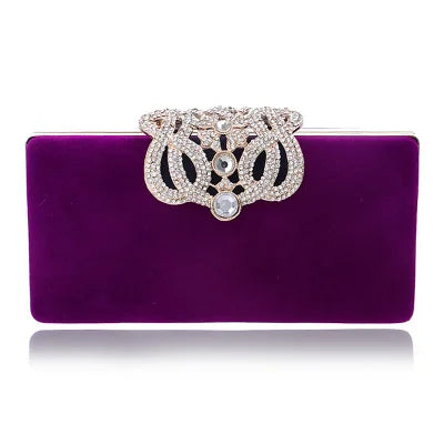 Crown Rhinestones Evening Bag Diamonds Clutch Wallet with Shoulder Chain