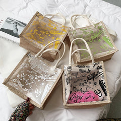 Crystal PVC Transparent Bags Clear Graffiti Handbag Women Shoulder Beach Jelly P