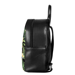 Green Floral Leather Women's Backpack - Polynesian Tribal Hawaii Style