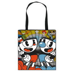 Cuphead Mugman Girls Women Handbag Shoulder Bag Large Capacity Shopping Bags