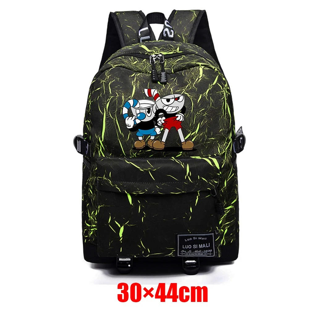 Cuphead Packsack Teenager Zipper Fabric Backpack Schoolbag Unisex
