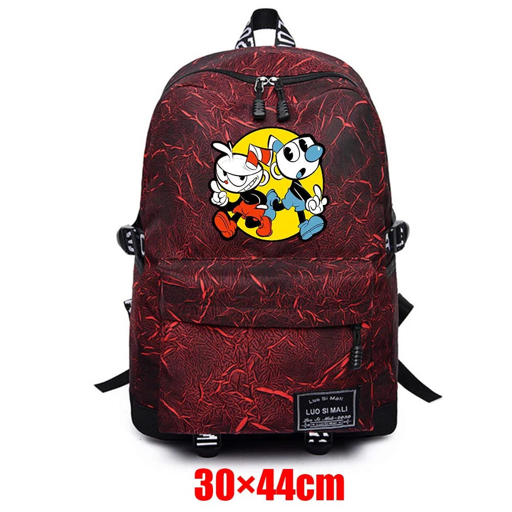 Cuphead Packsack Teenager Zipper Fabric Backpack Schoolbag Unisex