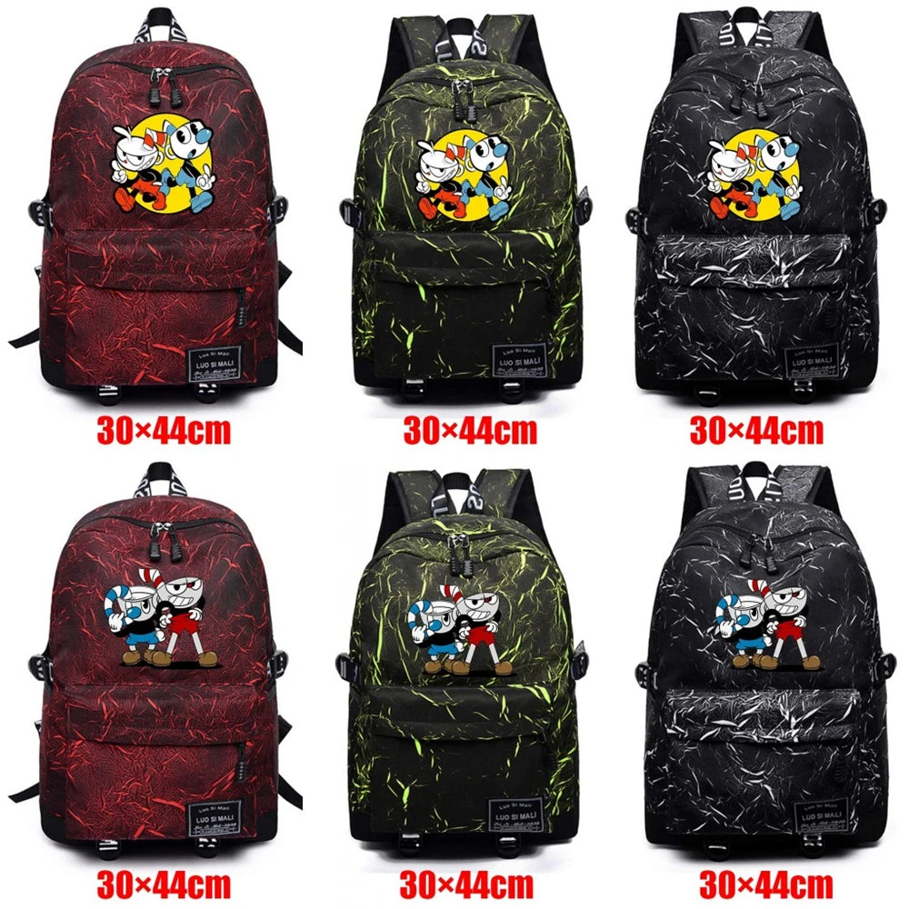 Cuphead Packsack Teenager Zipper Fabric Backpack Schoolbag Unisex