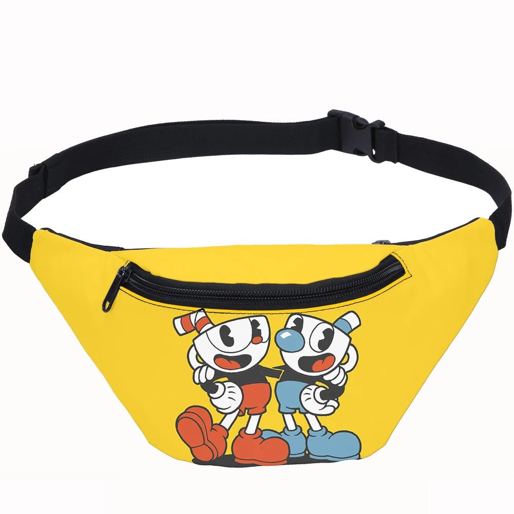 Cuphead Waist Bag Casual Sport Fanny Pack Unisex Shoulder Crossbody Belt Bag