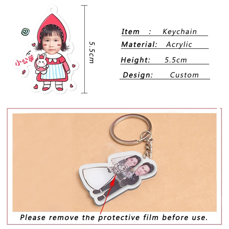 Acrylic Lover Photo Keychain Boyfriend Girlfriend Pendant Accessories