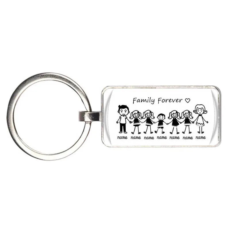 Family Photo Keychain Mom Dad Daughter Son Pet Trinket Backpack Accessories