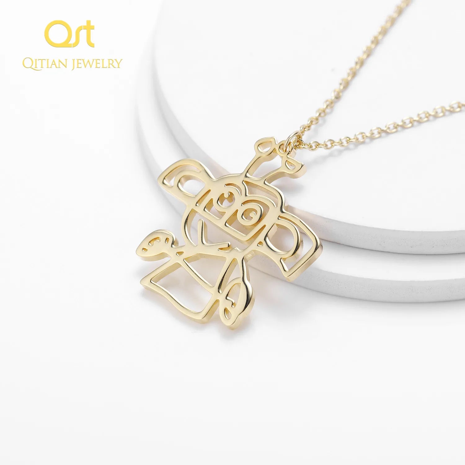 Children's Drawing Necklace, Kid's Art Child Artwork Personalized Graffiti Neckl