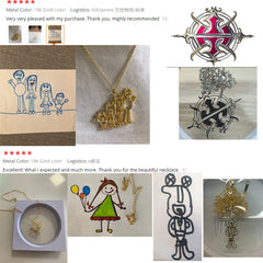 Children's Drawing Necklace, Kid's Art Child Artwork Personalized Graffiti Neckl