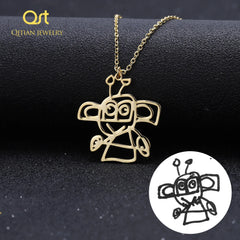 Children's Drawing Necklace, Kid's Art Child Artwork Personalized Graffiti Neckl