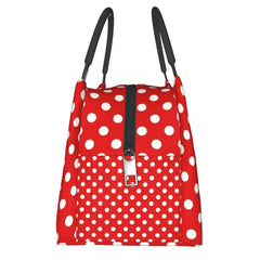Red Polka Dots Lunch Bag Insulated Cooler for Picnic Work Travel