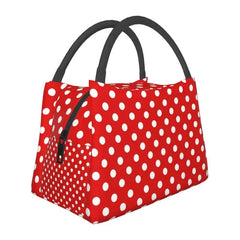 Red Polka Dots Lunch Bag Insulated Cooler for Picnic Work Travel