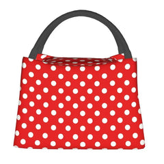 Red Polka Dots Lunch Bag Insulated Cooler for Picnic Work Travel