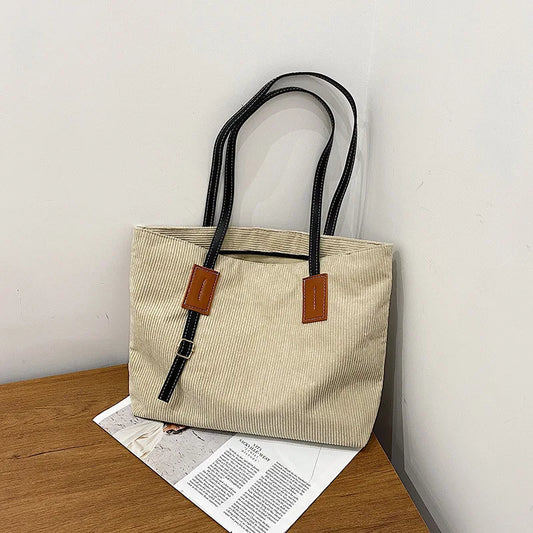 Embroidery Women Corduroy Shoulder Bag Handbag Tote Eco Crossbody