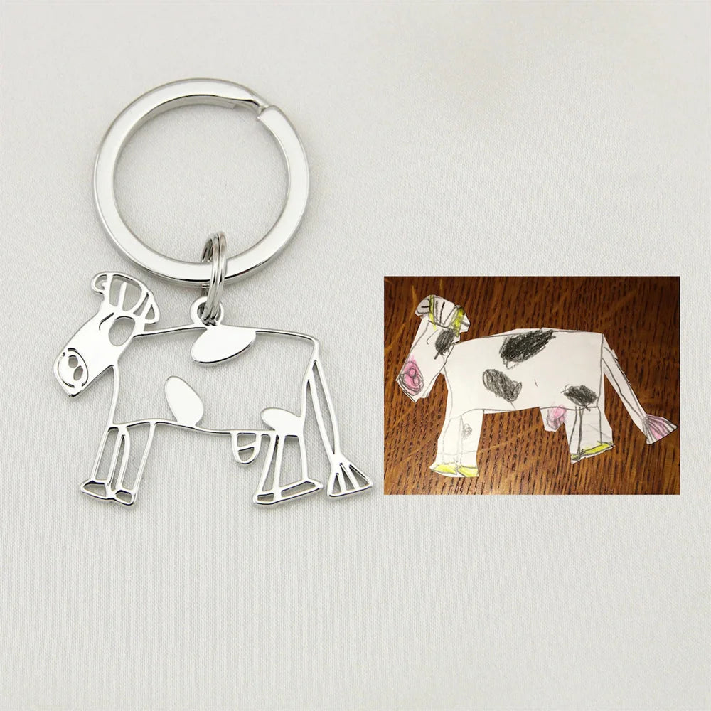Kids Drawing Keychain Personalized Name Key Chain