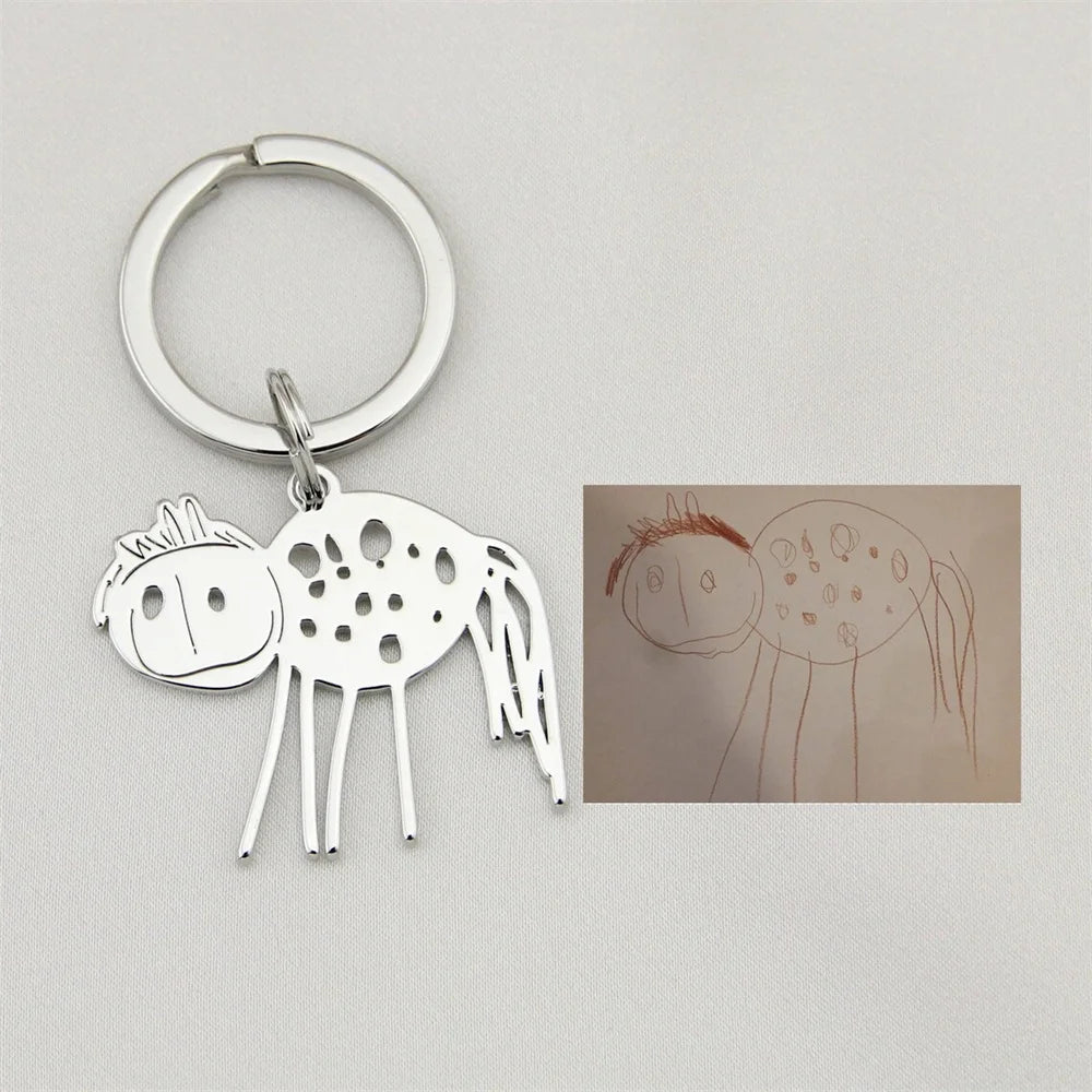 Kids Drawing Keychain Personalized Name Key Chain