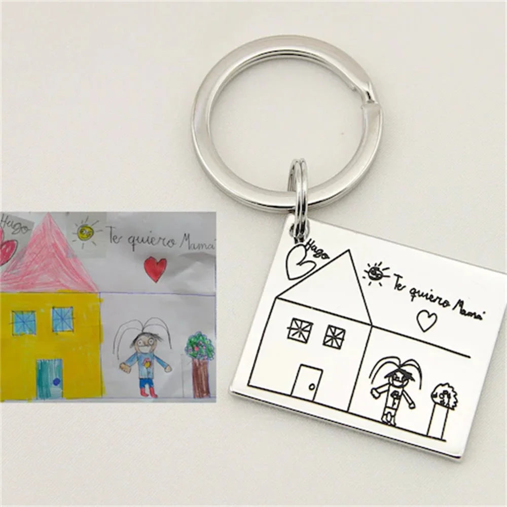 Kids Drawing Keychain Personalized Name Key Chain