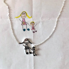 Kids Drawing Necklace Personalized Children Artwork Pendant