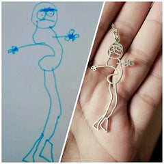 Kids Drawing Necklace Personalized Children Artwork Pendant