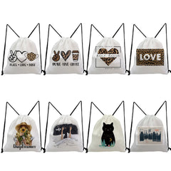 Leopard Print Backpack Drawstring Pocket School Book Bag