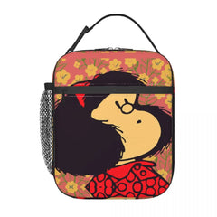 Mafalda And Flowers Insulated Lunch Bag for Kids School
