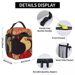 Mafalda And Flowers Insulated Lunch Bag for Kids School