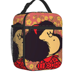 Mafalda And Flowers Insulated Lunch Bag for Kids School