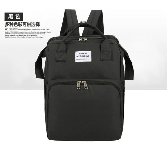 Embroidered Portable Diaper Bag Mummy Backpack with Baby Bassinet Bed