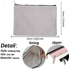 Personalized Grey Makeup Bag Canvas Cosmetic Bags Gift for Her