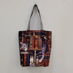 Oil Painting Cat Print Women Tote Bag for Shopping