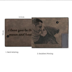 Personalized Engraved Men's PU Leather Wallet with Photo - Gift for Him