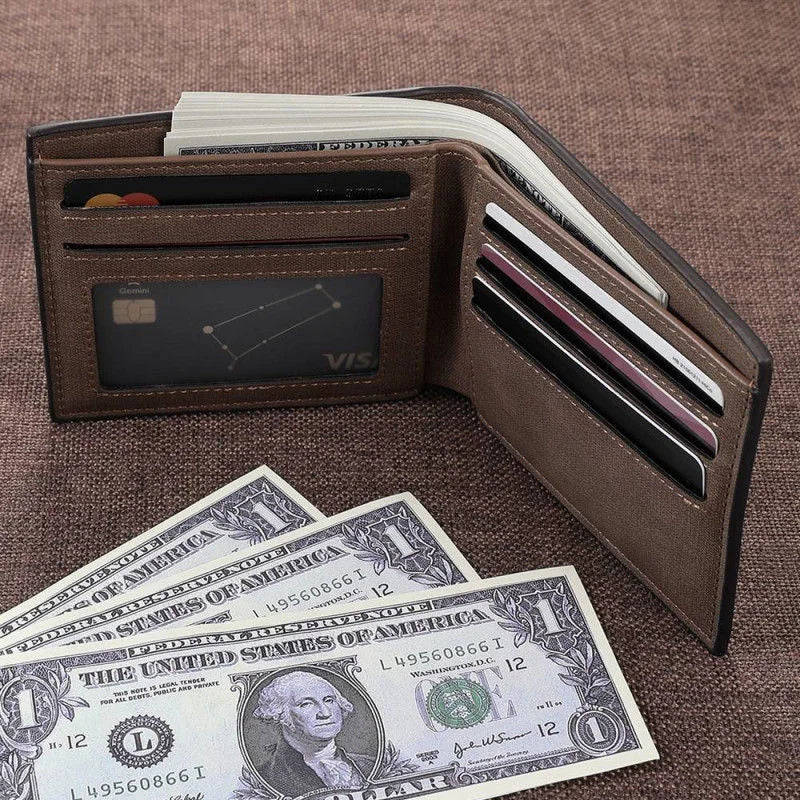 Personalized Engraved Men's PU Leather Wallet with Photo - Gift for Him