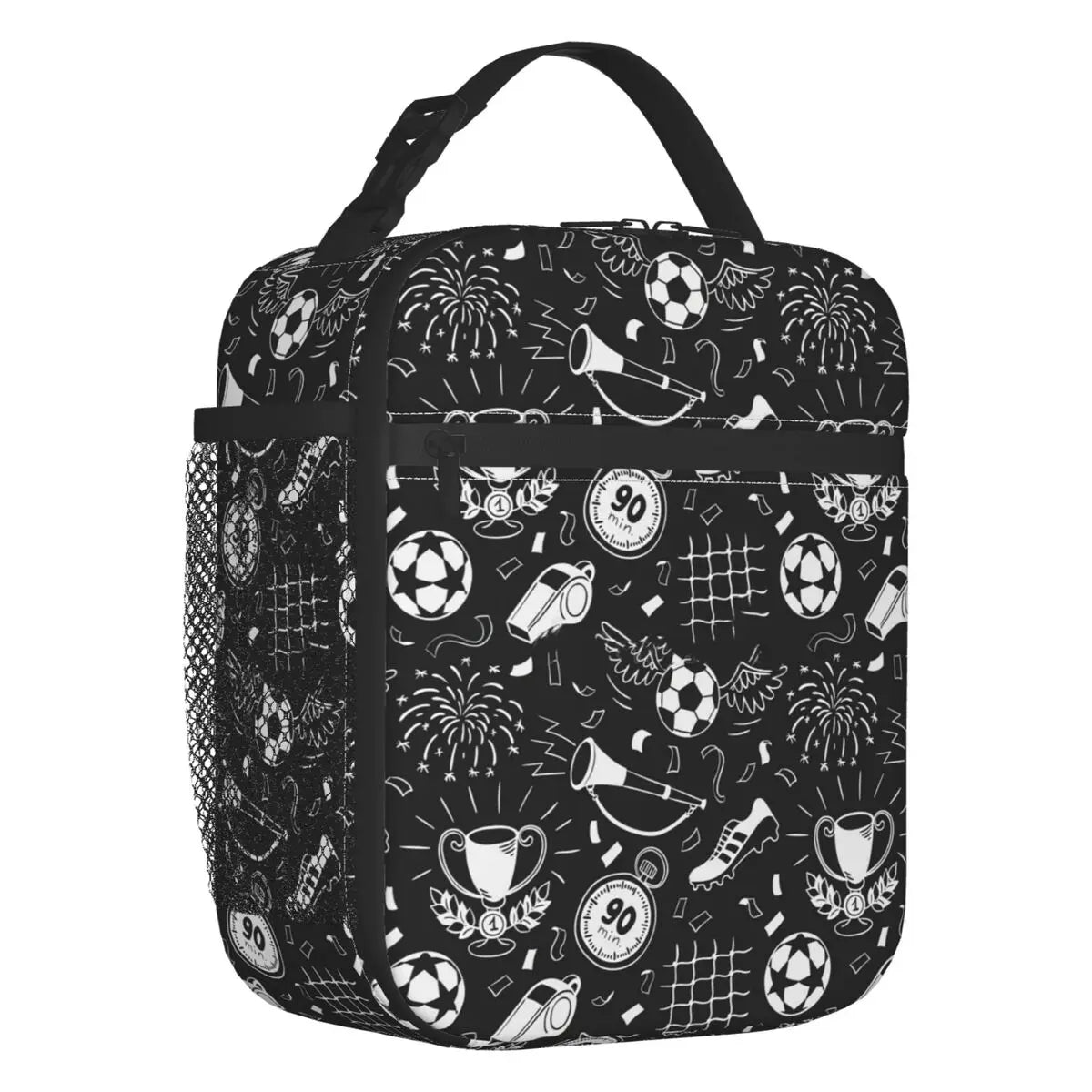 Soccer Football Pattern Lunch Bag Insulated Cooler for Kids School