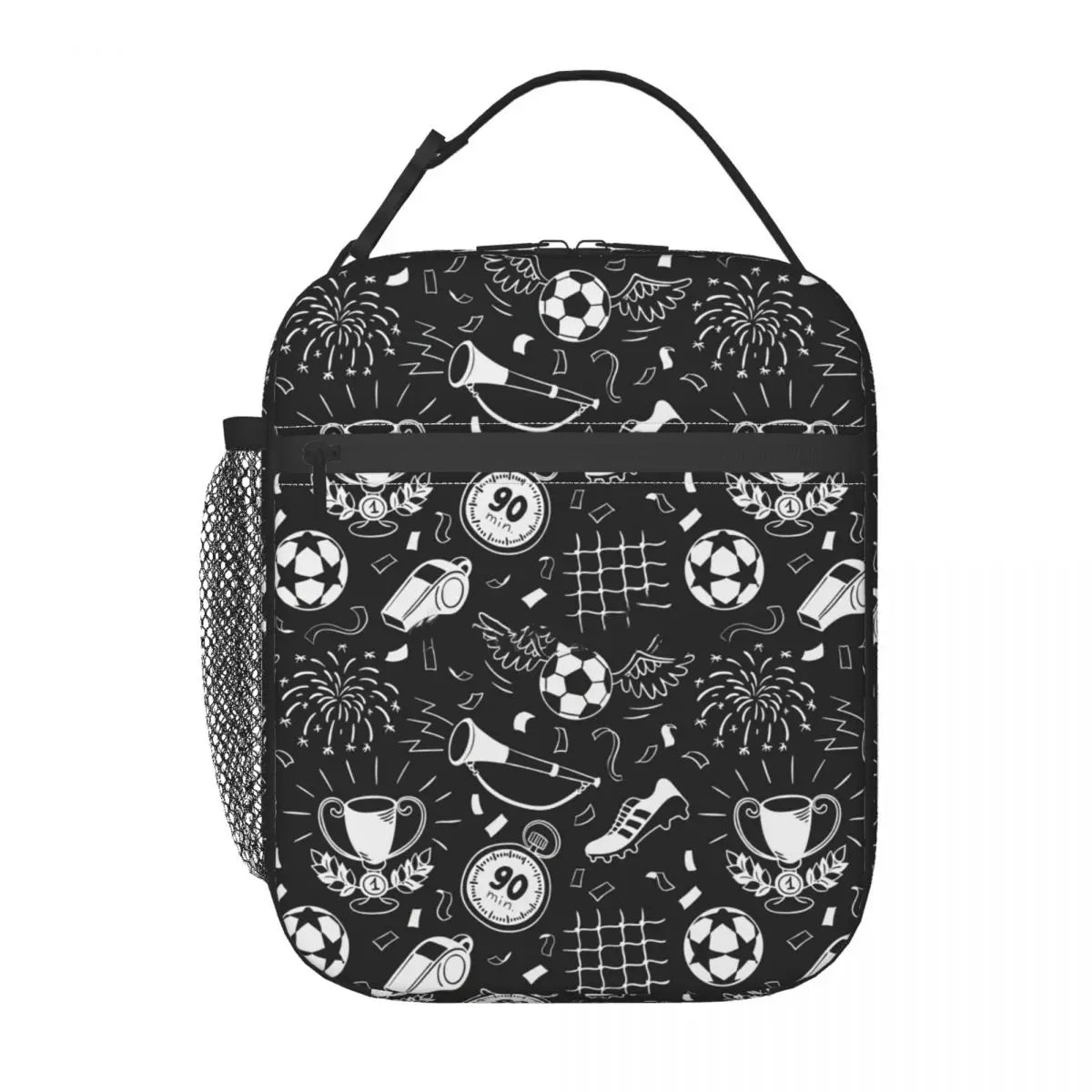 Soccer Football Pattern Lunch Bag Insulated Cooler for Kids School