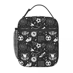 Soccer Football Pattern Lunch Bag Insulated Cooler for Kids School