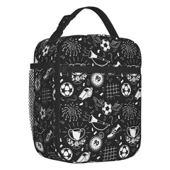 Soccer Football Pattern Lunch Bag Insulated Cooler for Kids School