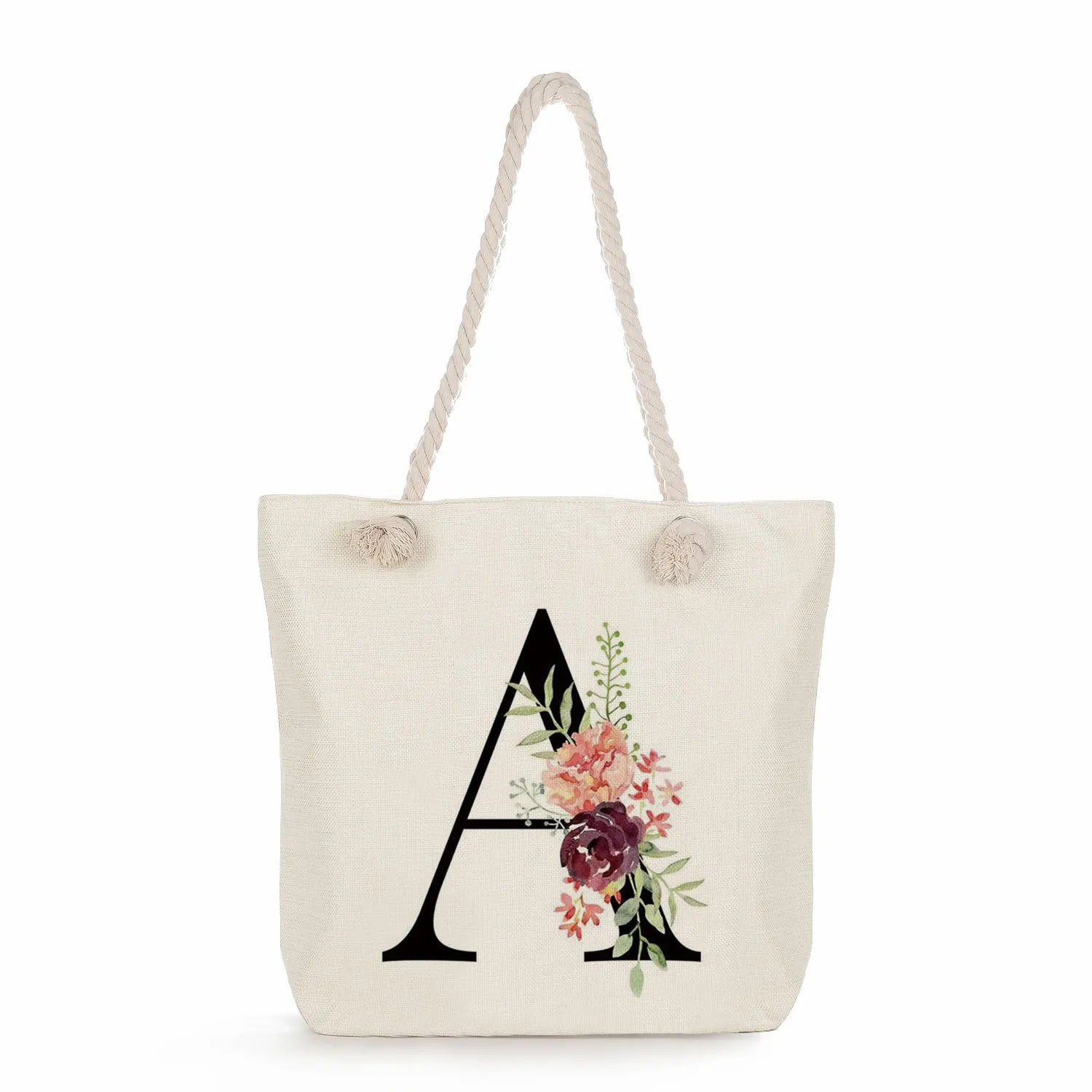 Customizable Letter Print Shoulder Bags Flower Handbags