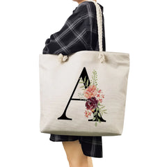 Customizable Letter Print Shoulder Bags Flower Handbags