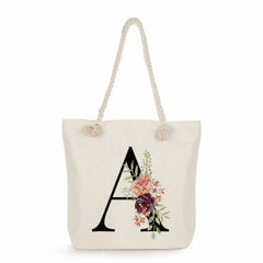 Customizable Letter Print Shoulder Bags Flower Handbags