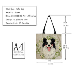 Portable Eco Friendly Cartoon Animal Dog Print Beach Tote Bag