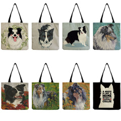 Portable Eco Friendly Cartoon Animal Dog Print Beach Tote Bag
