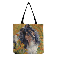 Portable Eco Friendly Cartoon Animal Dog Print Beach Tote Bag
